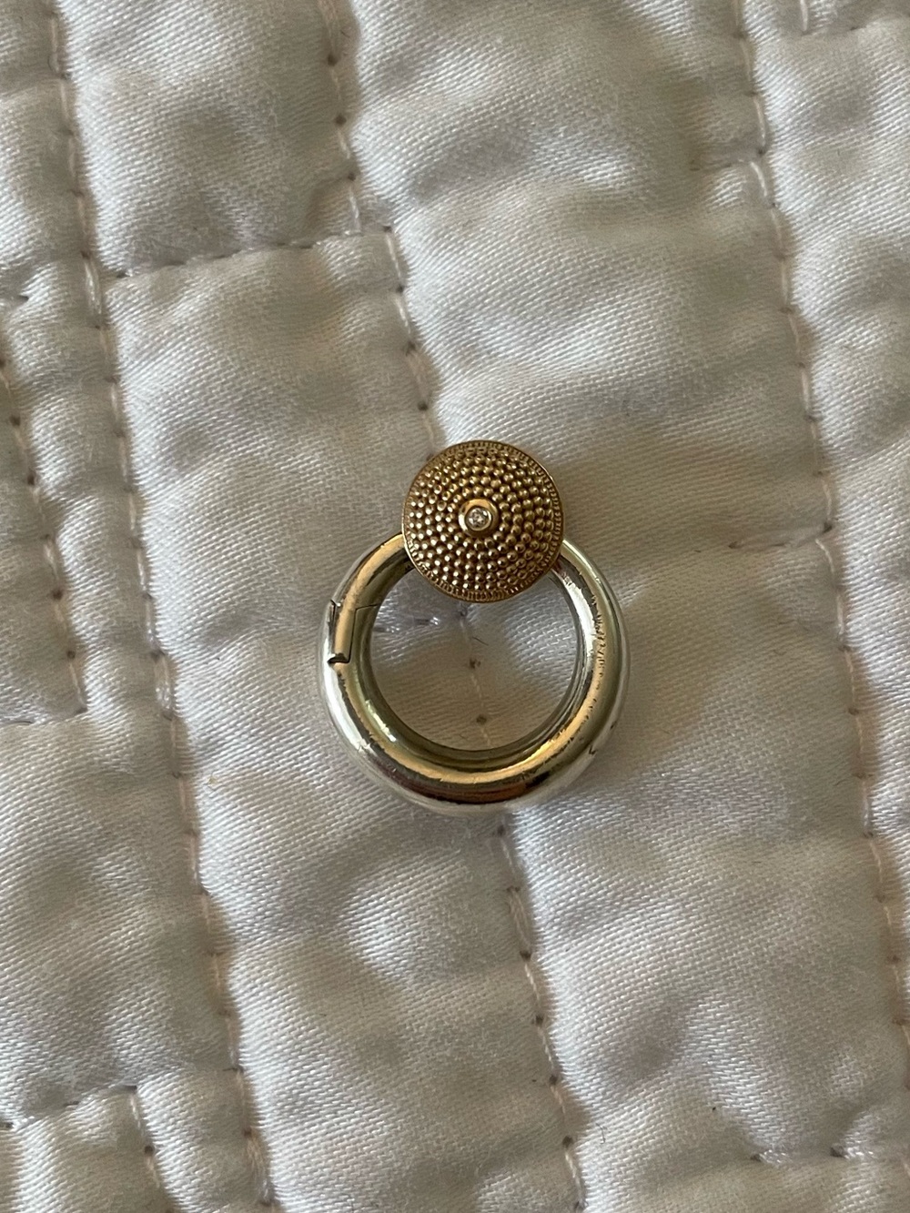 Marla Aaron Micro Musgrave Lock in 14k gold and silver and diamond - Picture 2 of 10